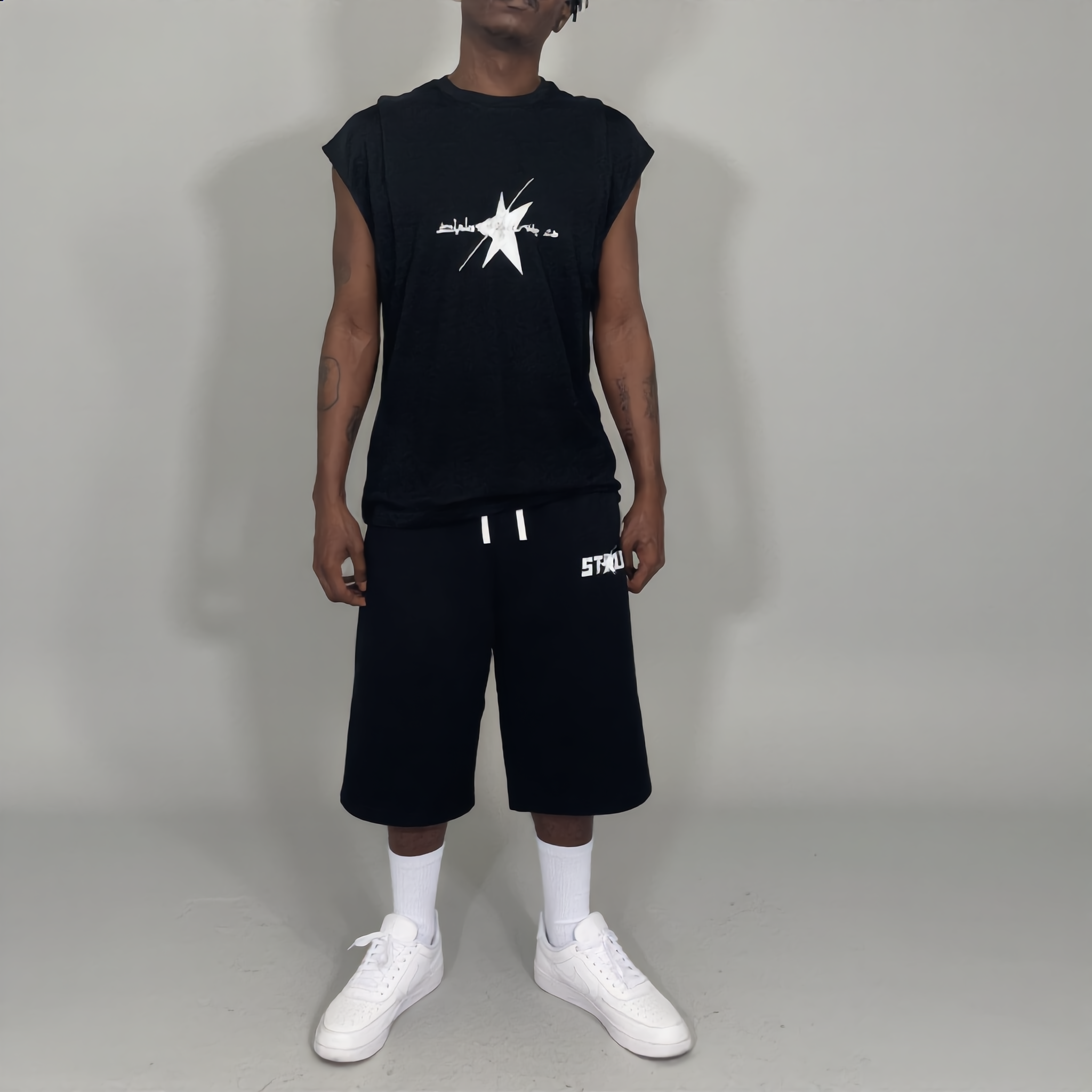 Stolo Clothing Co LOGO Spliced Panel Tank Top Tee
