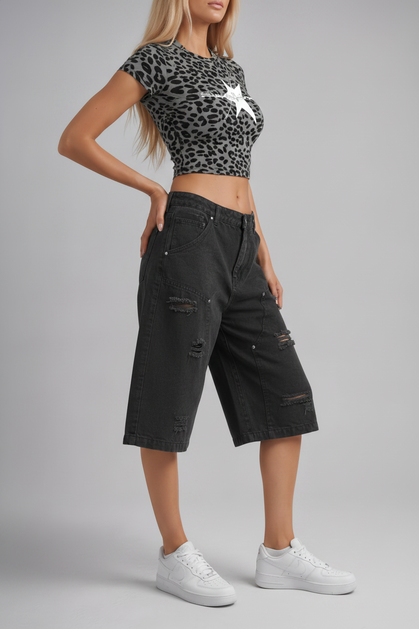 Stolo Clothing Co REBORN Leopard Print Fitted Crop Tee