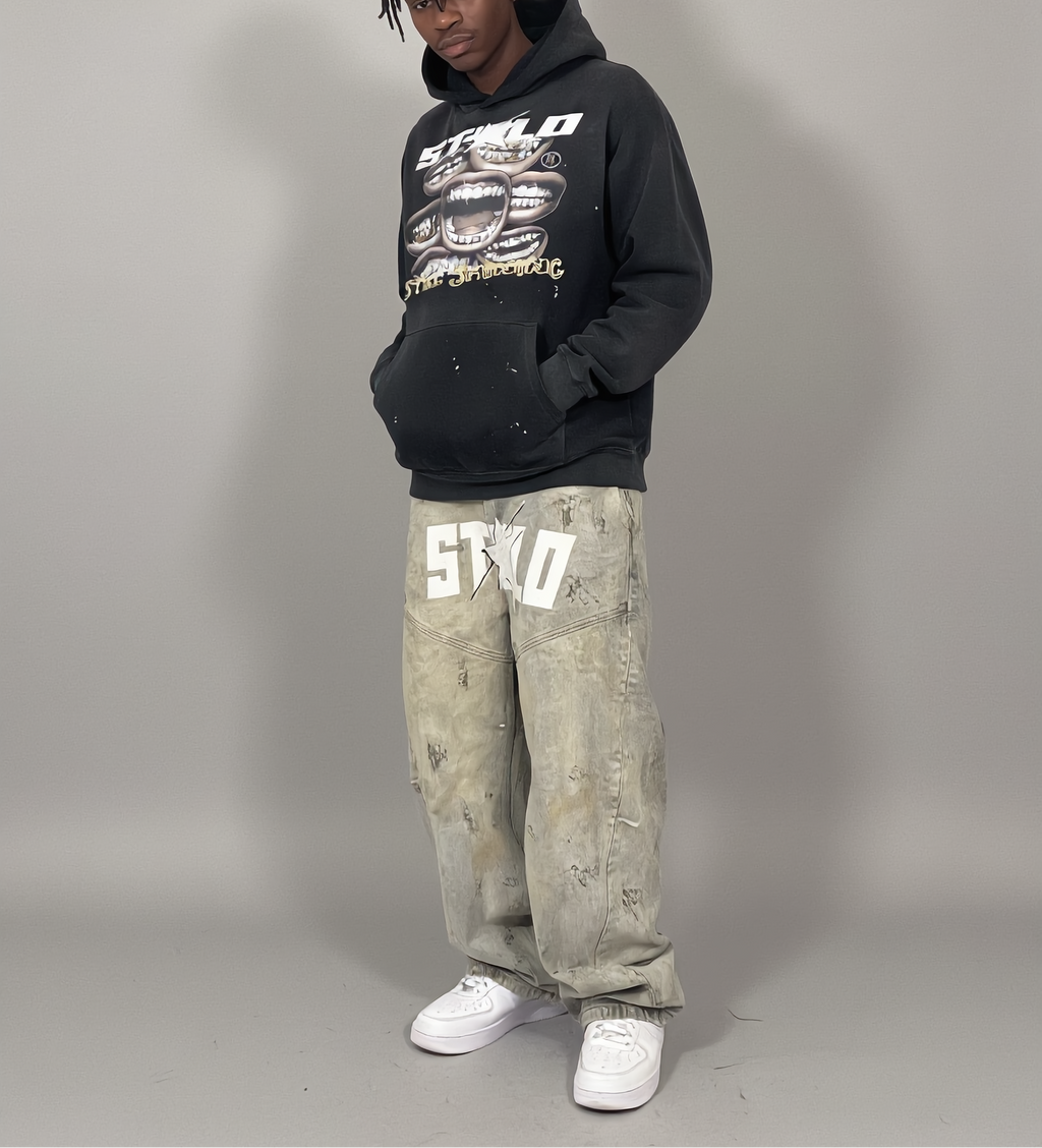 Stolo Clothing Co Still Shining Vintage Washed Hand Frayed Fleece Hoodie