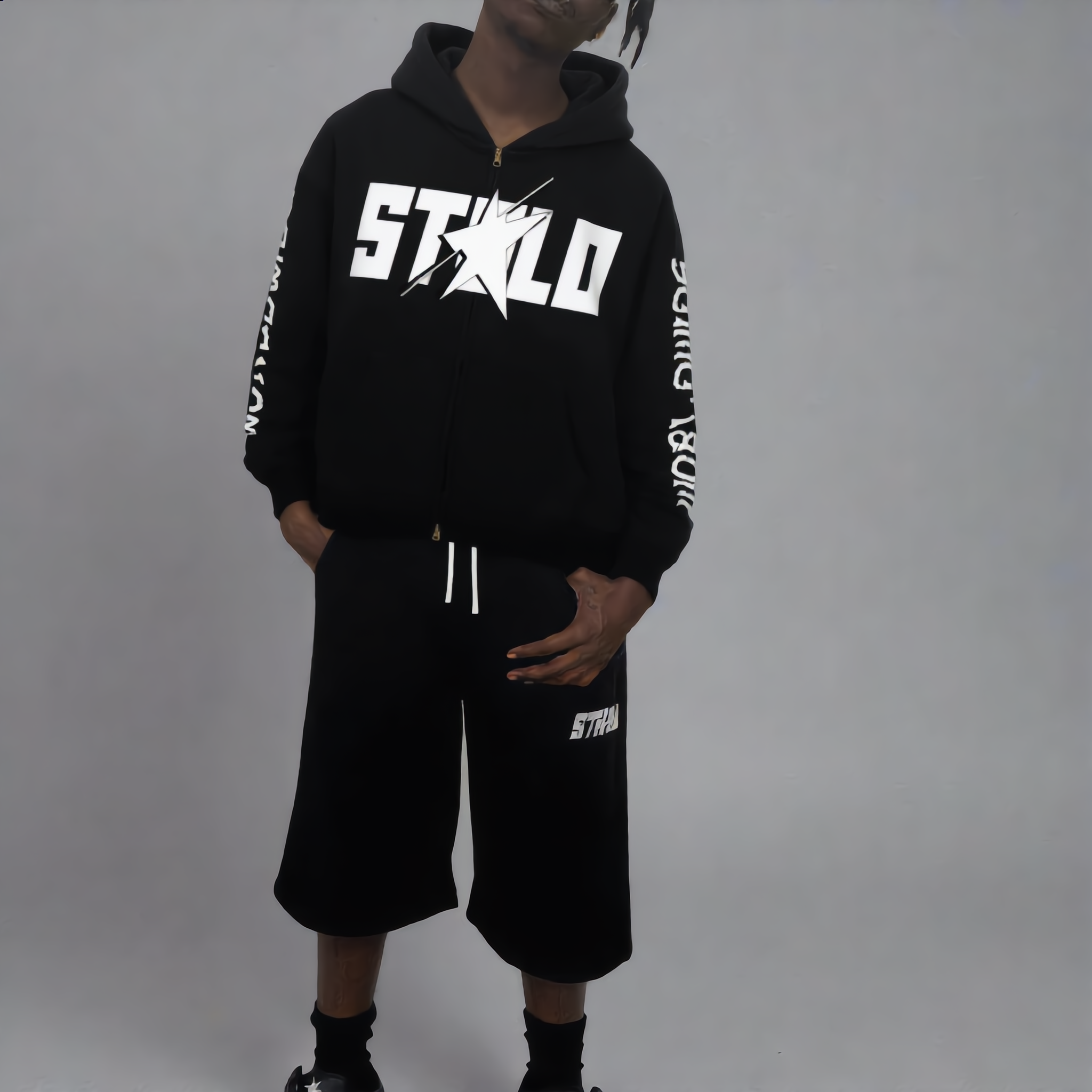 Stolo Clothing Co STARCHILD X WORLDWIDE Heavyweight Boxy Double Zip Fleece Zip-Up Hoodie (380GSM)