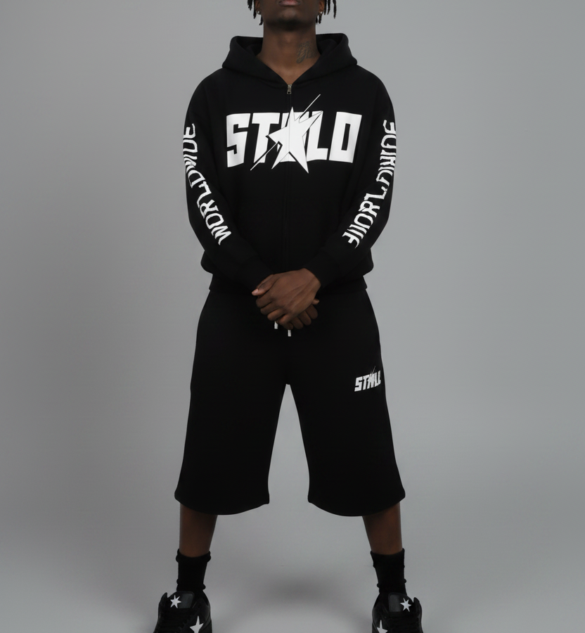 Stolo Clothing Co STARCHILD X WORLDWIDE Heavyweight Boxy Double Zip Fleece Zip-Up Hoodie (380GSM)