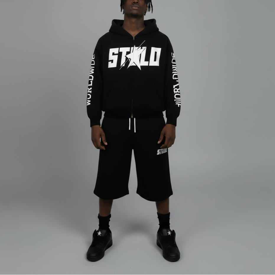 Stolo Clothing Co STARCHILD X WORLDWIDE Heavyweight Boxy Double Zip Fleece Zip-Up Hoodie (380GSM)
