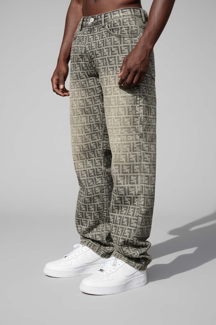 Stolo Clothing Co Monogram Straight Leg Denim Jeans
