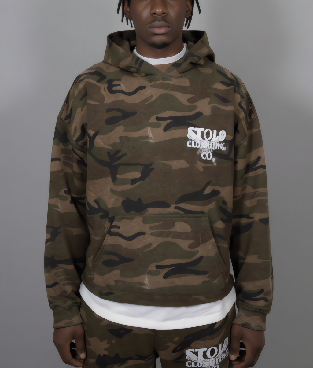 Stolo Clothing Co Birdies Heavyweight Camo Boxy Hoodie (400GSM)