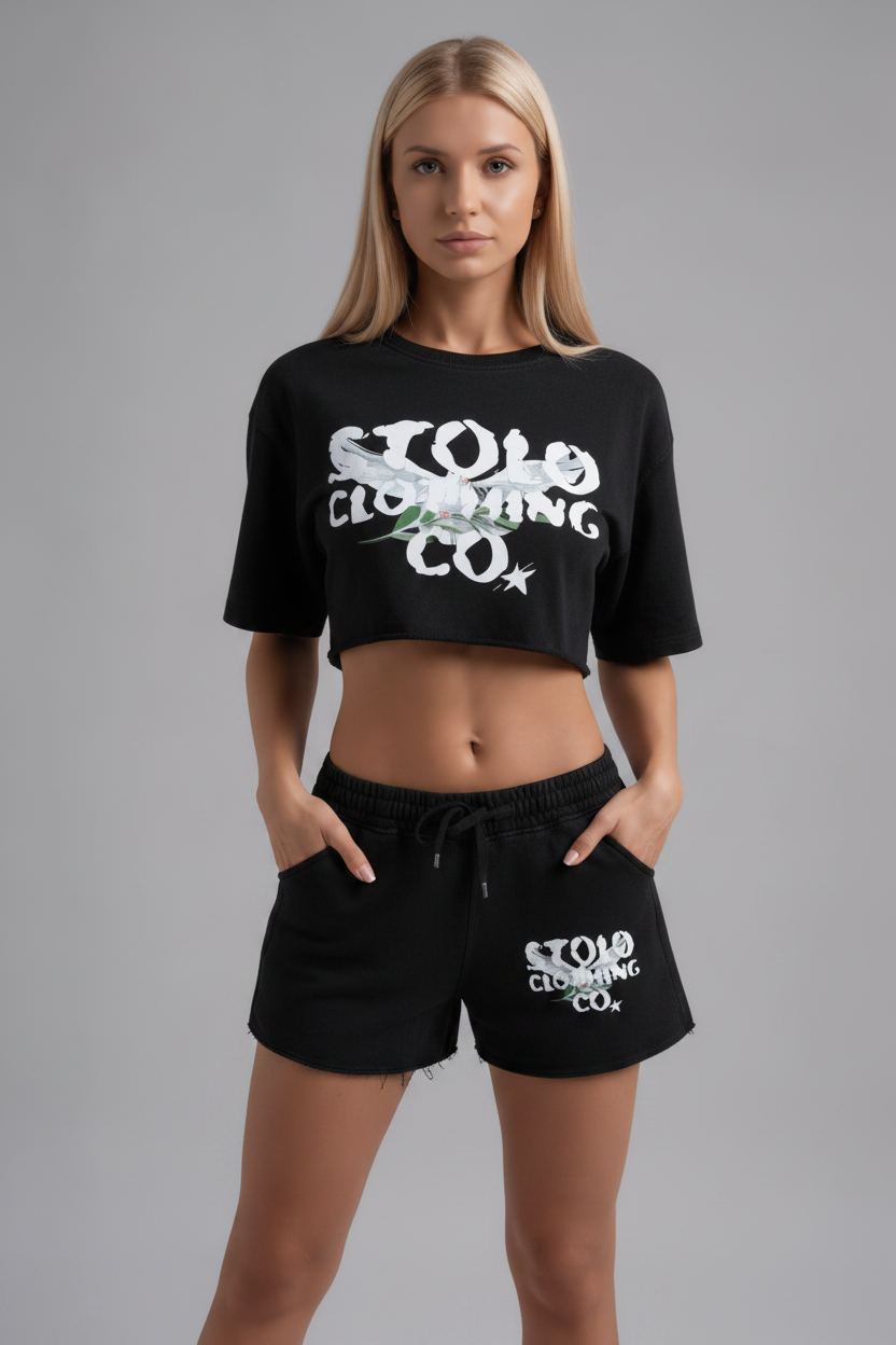 Stolo Clothing Co Birdies Snow Washed Raw Edge Drawstring Shorts