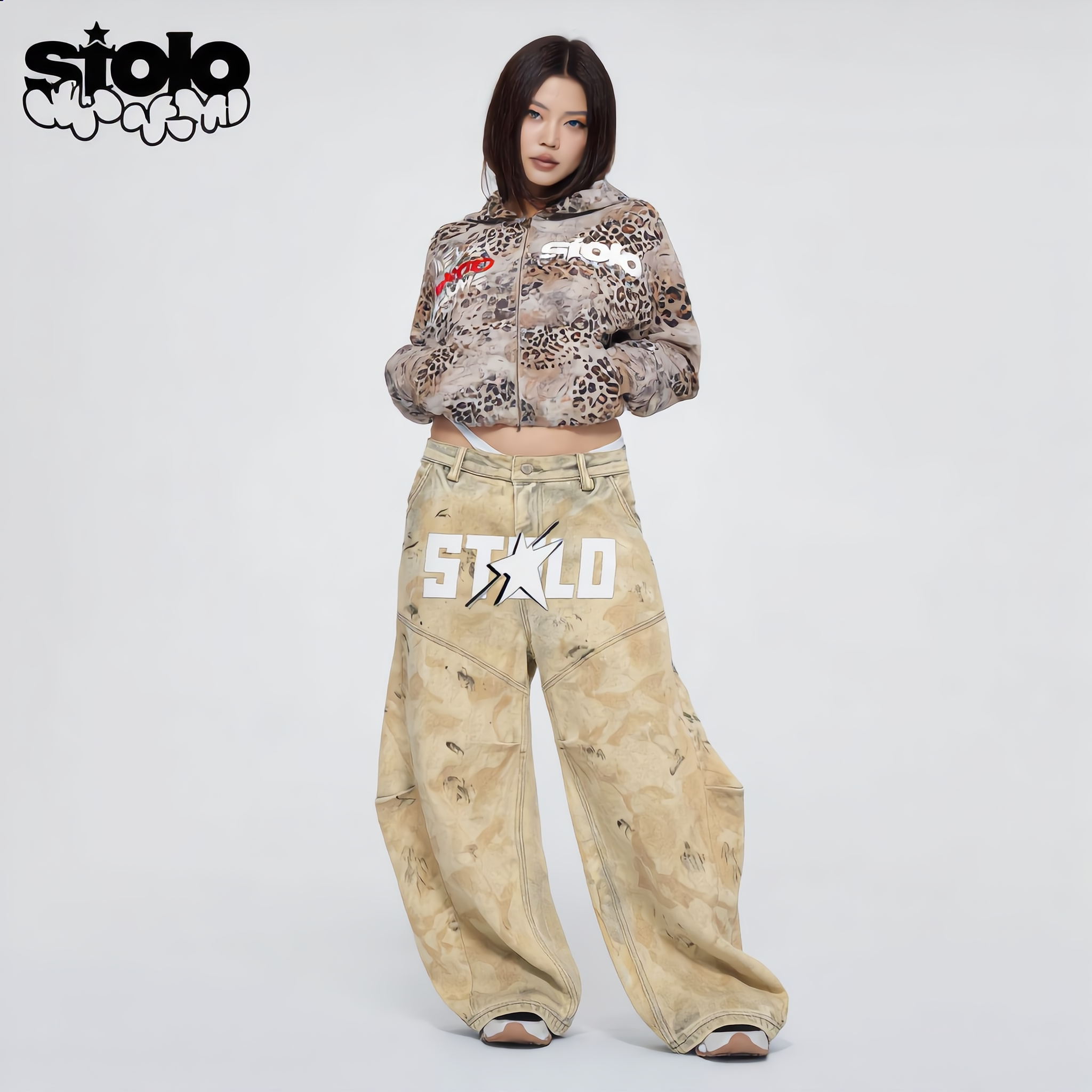 Stolo Clothing Co SKATE X R.T.K NEVER WANTED FAME Vintage Wash Leopard Full Zip Hoodie