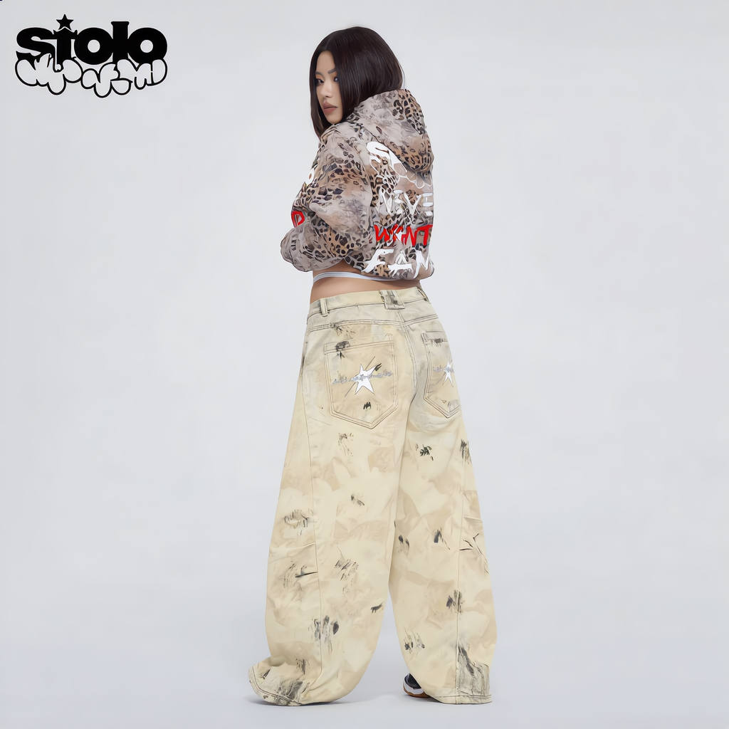 Stolo Clothing Co SKATE X R.T.K NEVER WANTED FAME Vintage Wash Leopard Full Zip Hoodie