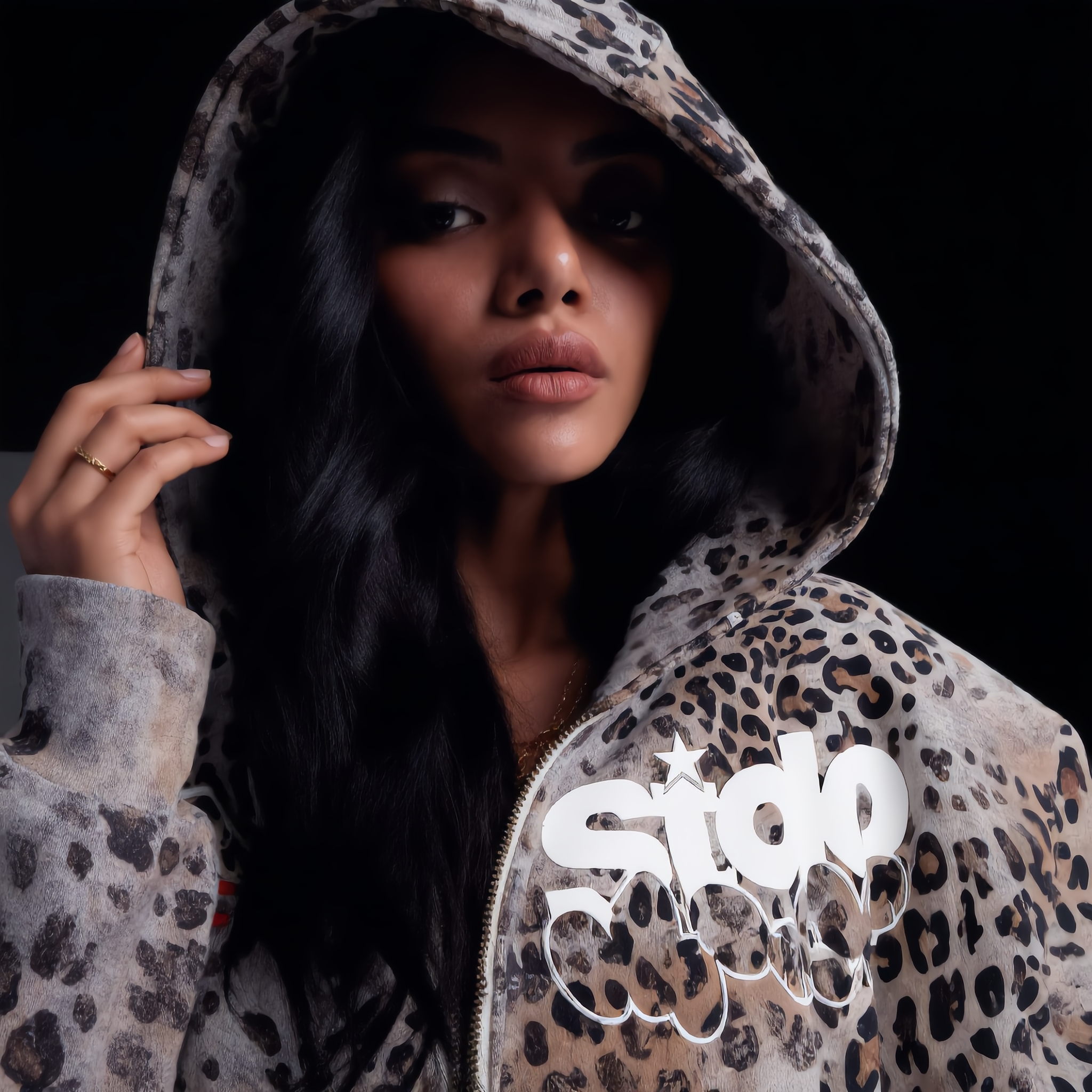 Stolo Clothing Co SKATE X R.T.K NEVER WANTED FAME Vintage Wash Leopard Full Zip Hoodie