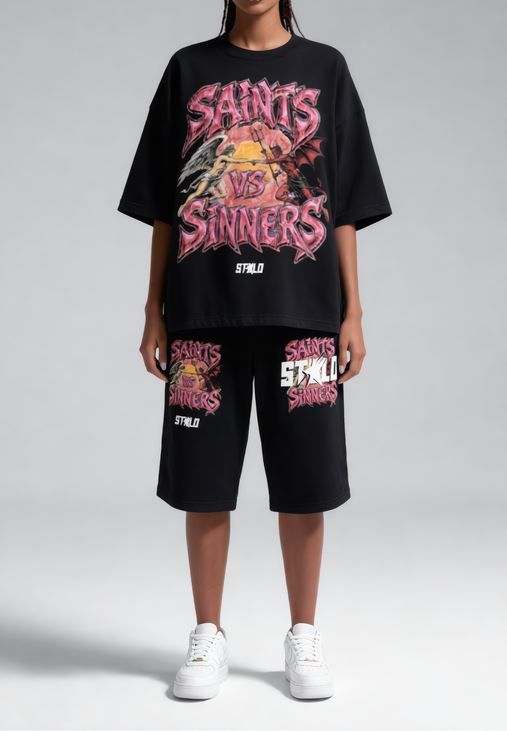 Stolo Clothing Co SAINTS VS SINNERS Oversized Boxy Tee (300GSM)