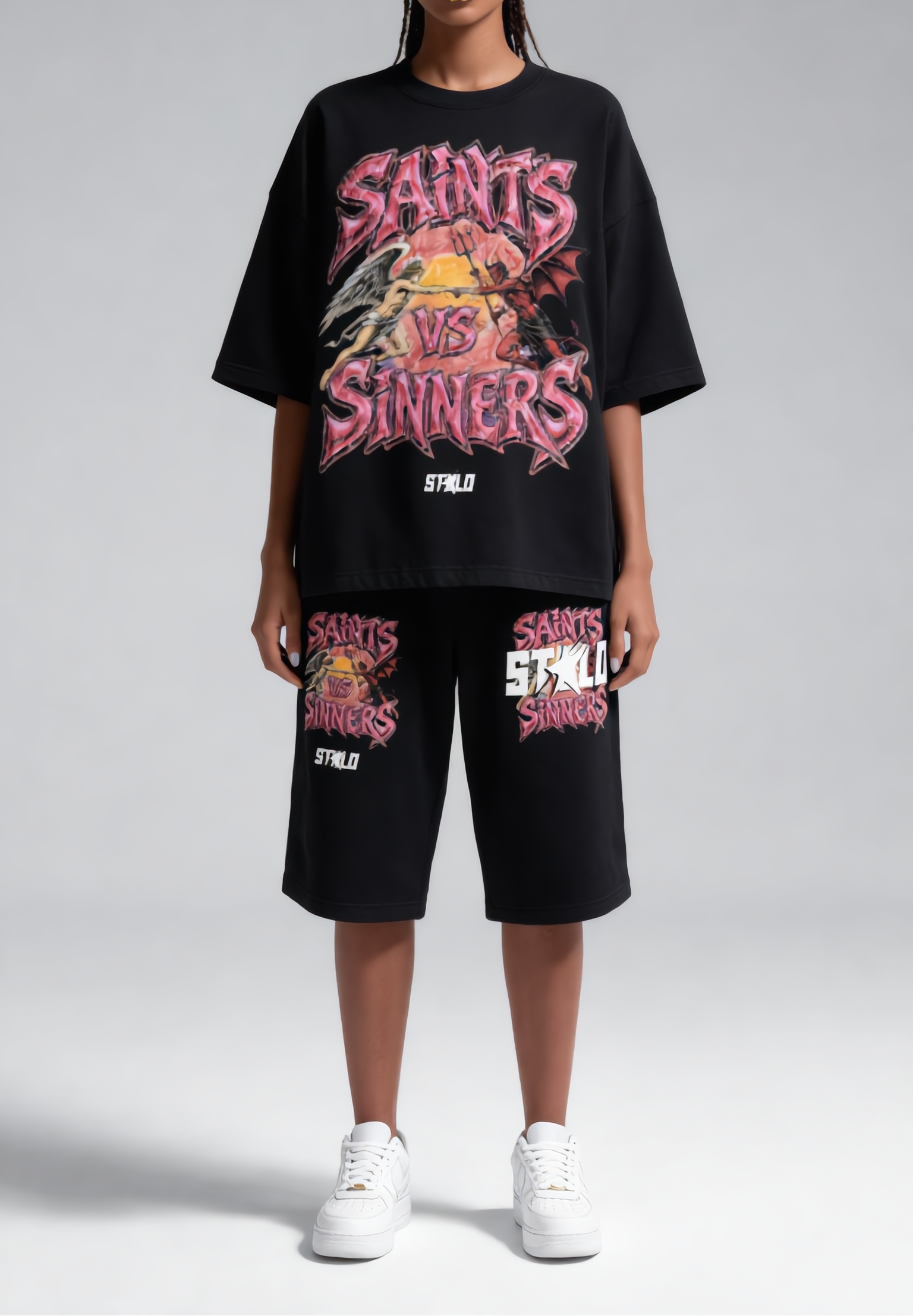 Stolo Clothing Co SAINTS VS SINNERS Oversized Boxy Tee (300GSM)