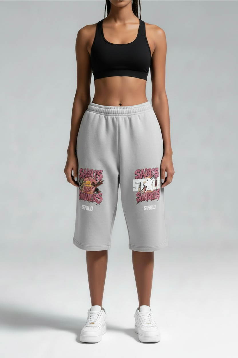 Stolo Clothing Co SAINTS VS SINNERS  3/4 LENGTH BAGGY SWEATPANTS (350GSM)