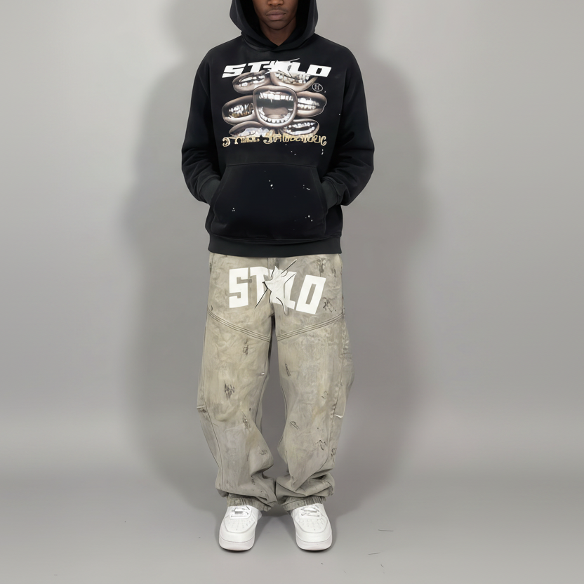 Stolo Clothing Co Still Shining Vintage Washed Hand Frayed Fleece Hoodie