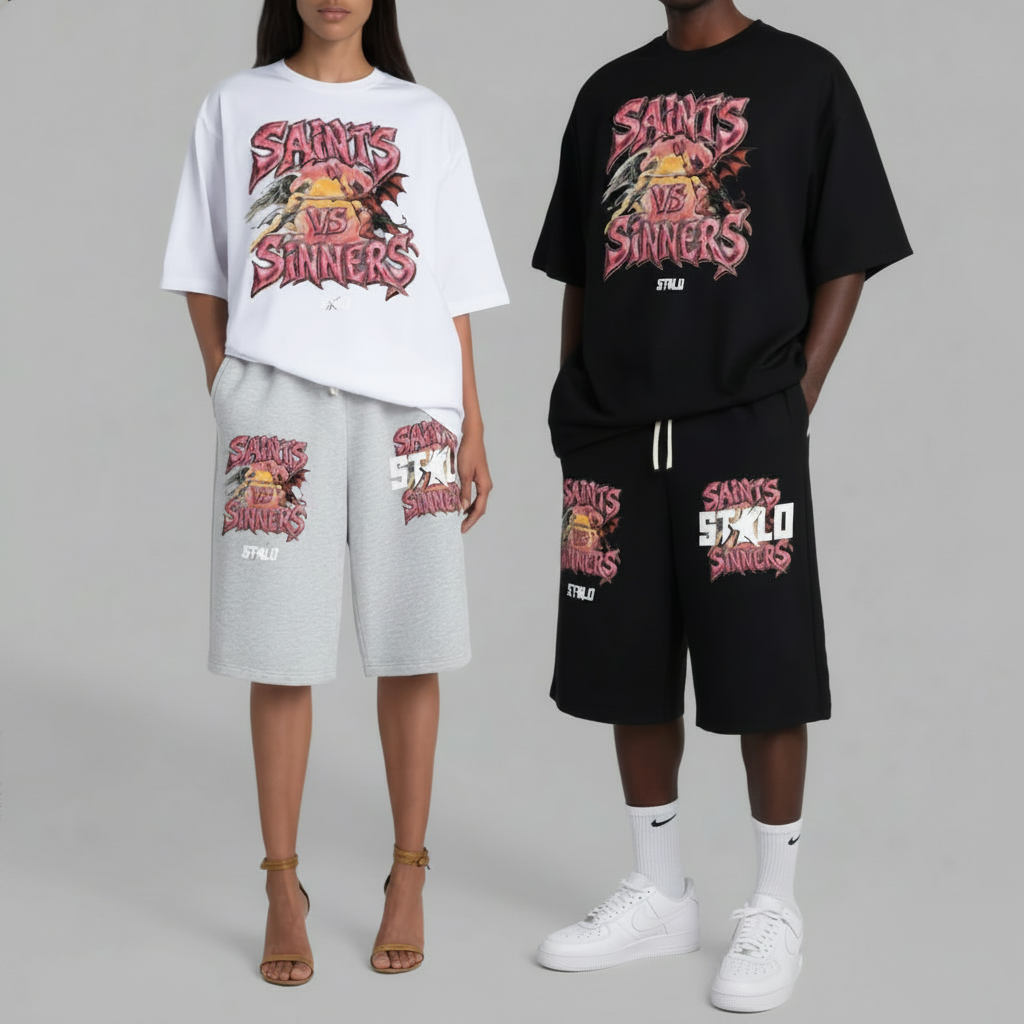 Stolo Clothing Co SAINTS VS SINNERS Oversized Boxy Tee (300GSM)