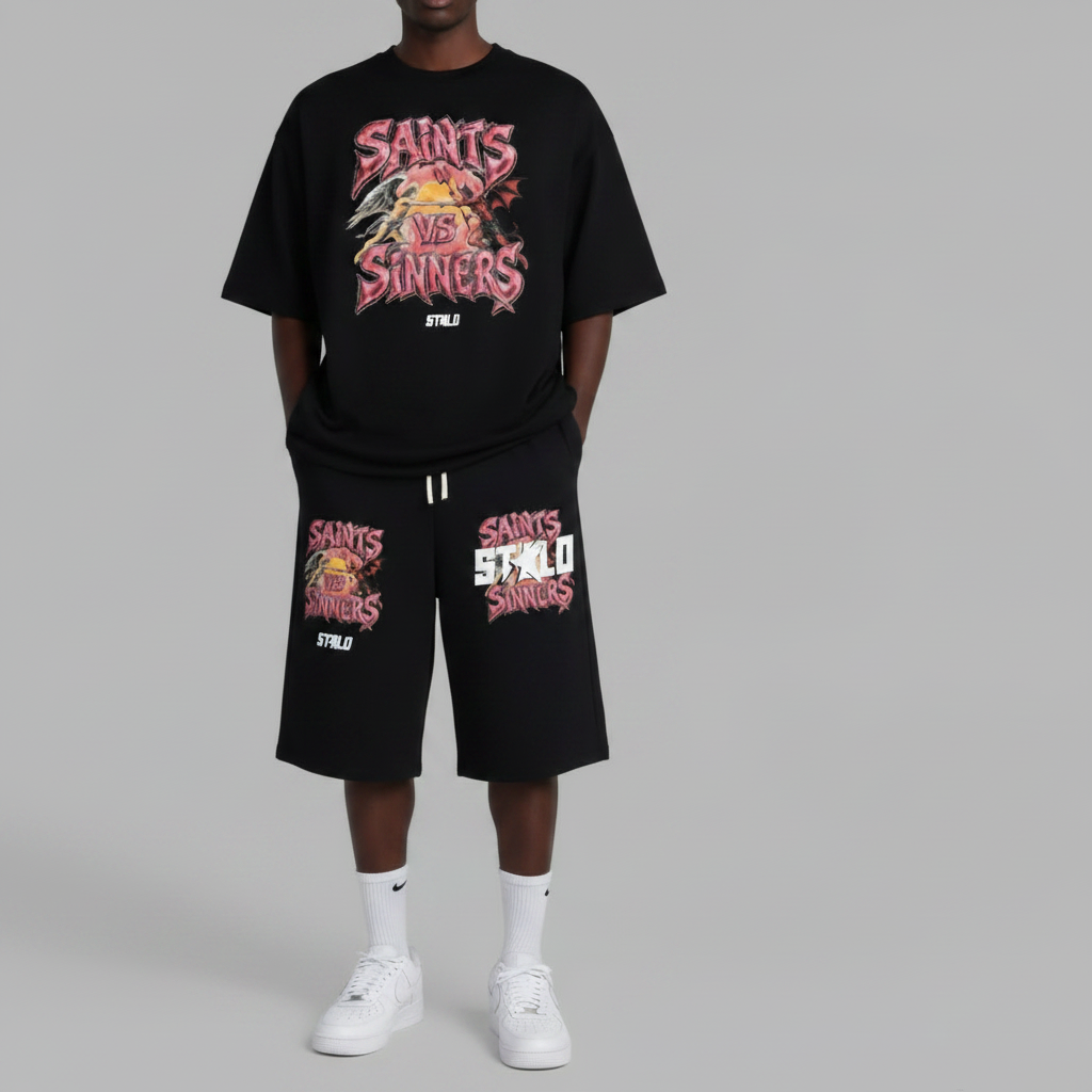 Stolo Clothing Co SAINTS VS SINNERS Oversized Boxy Tee (300GSM)