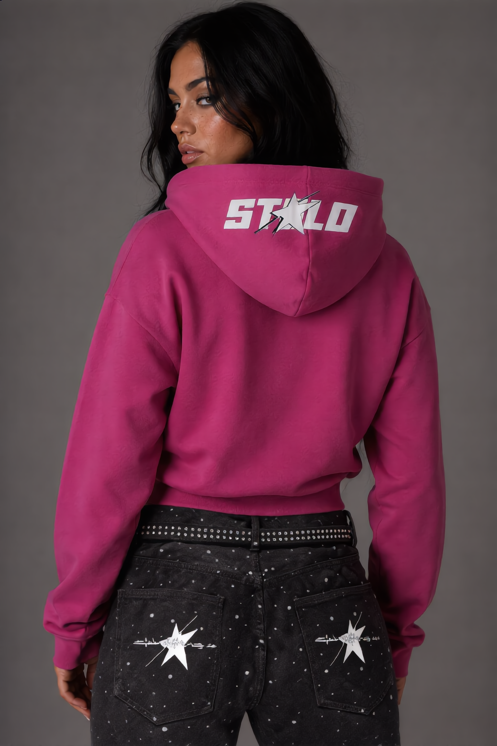Stolo Clothing Co PREYING NUN Heavyweight Cropped Double Zip-Up Hoodie (460GSM)