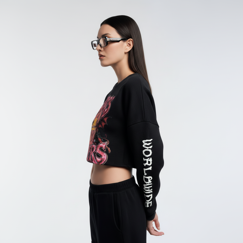 Stolo Clothing Co Saints VS Sinners Washed Cropped Sweatshirt (440GSM)