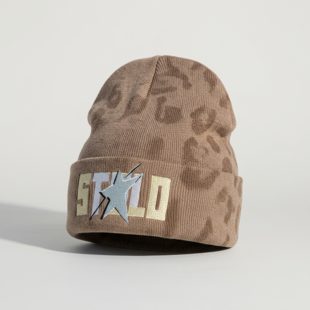 Leopard beanie studio shoot