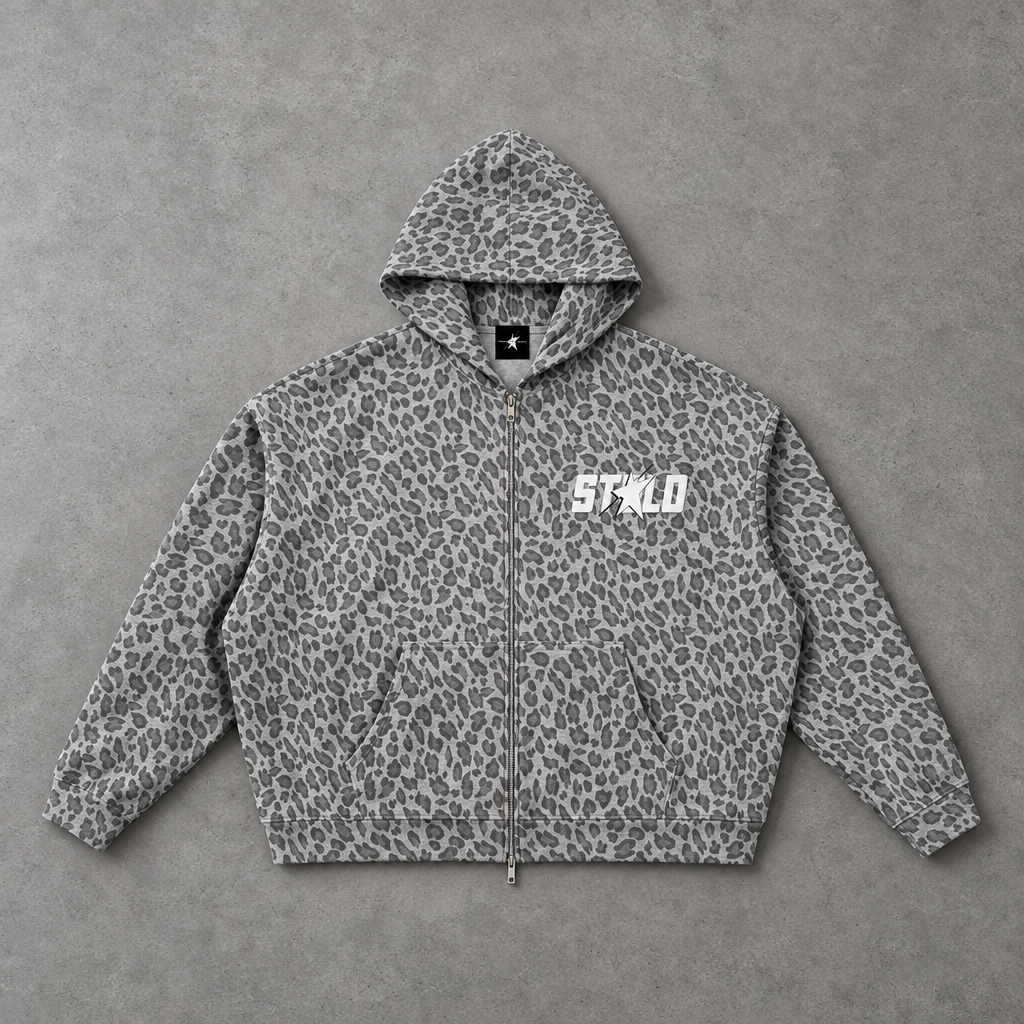 Light-gray STOLO double-zip hoodie gray-studio flat lay