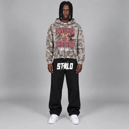 Man wearing the camouflage hoodie