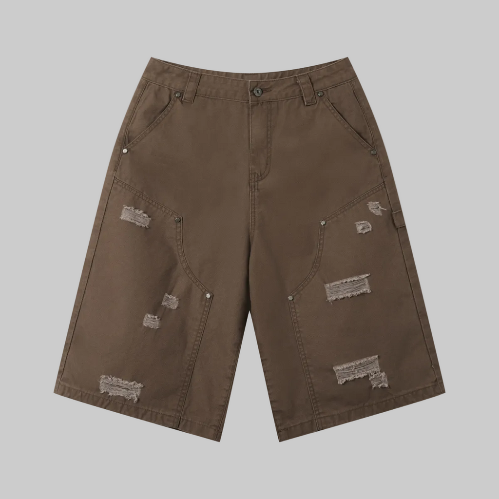 310GSM Heavyweight Cotton Enzyme Washed Distressed Workwear Pants Coffee