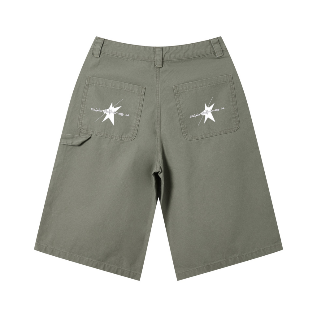 310GSM Heavyweight Cotton Enzyme Washed Distressed Workwear Pants Dark Green