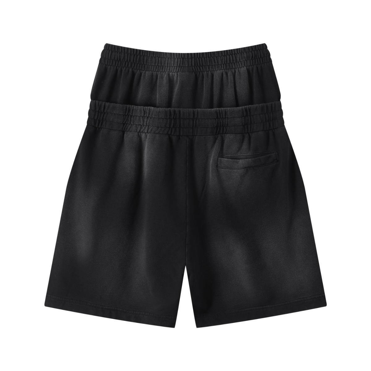 320GSM Heavyweight Cotton Slub Spray Wash Relaxed Fit Shorts Vintage Black