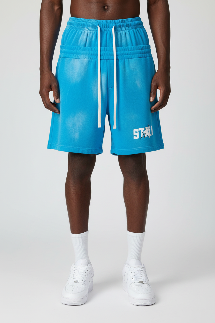 Stolo Clothing Co STARCHILD Sun Faded Cotton Slub Double Waistband Shorts (320GSM)
