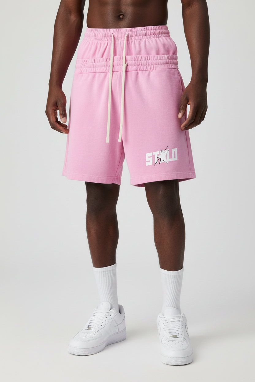 Stolo Clothing Co STARCHILD Sun Faded Cotton Slub Double Waistband Shorts (320GSM)