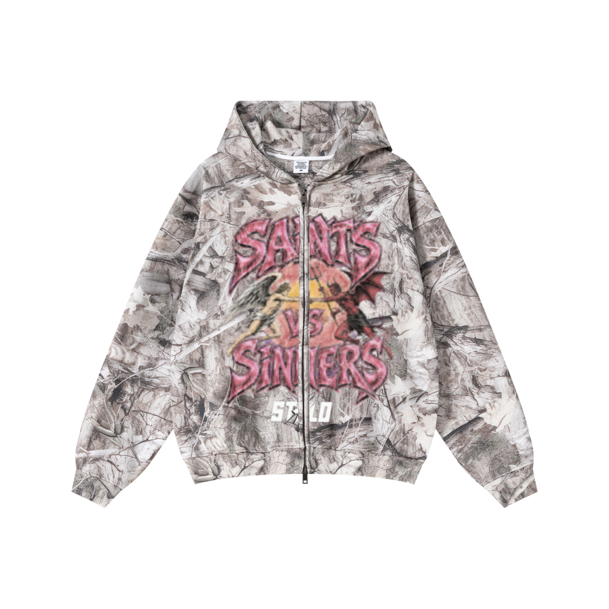 340GSM Unisex Heat Transfer Desert Camouflage Zip-Up Hoodie 	Branch Camouflage