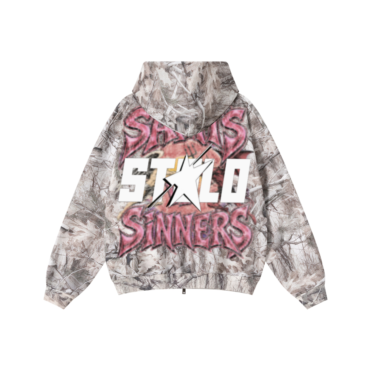 340GSM Unisex Heat Transfer Desert Camouflage Zip-Up Hoodie 	Branch Camouflage