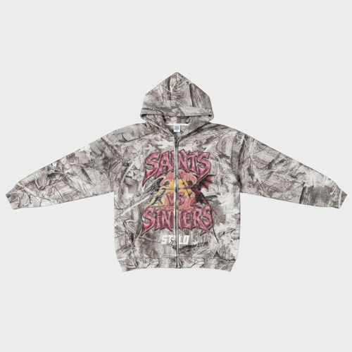 Stolo Clothing Co Saints Vs Sinners Desert Camo Zip-Up Hoodie (340GSM)