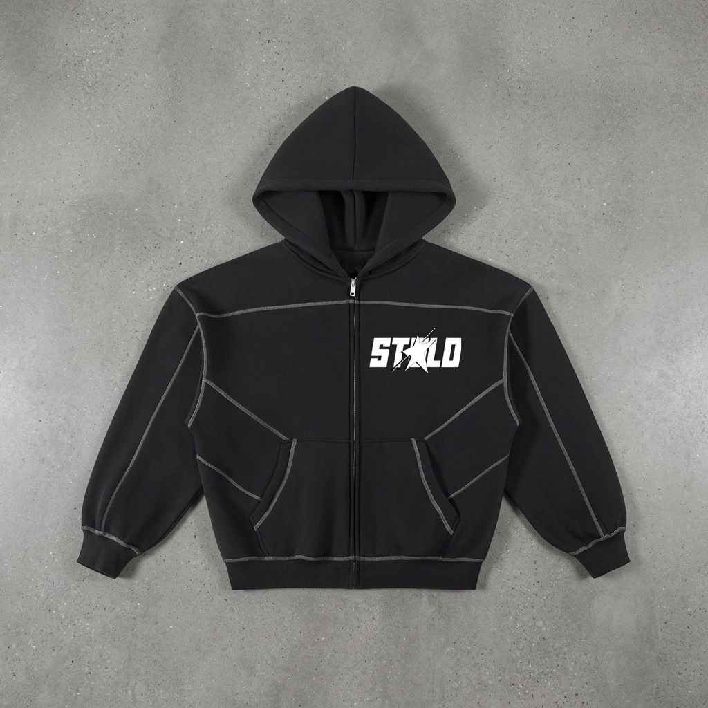Number 10 STARCHILD stitched hoodie floor visual
