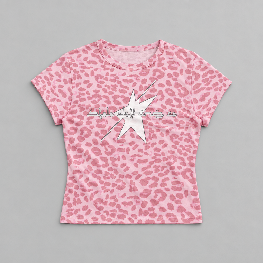 Pink leopard STOLO shirt flat lay