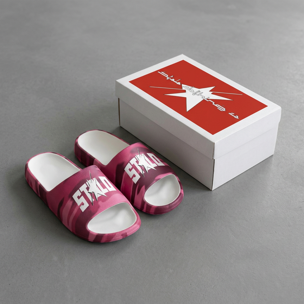 Pink Rose Camo slides with matching STOLO box