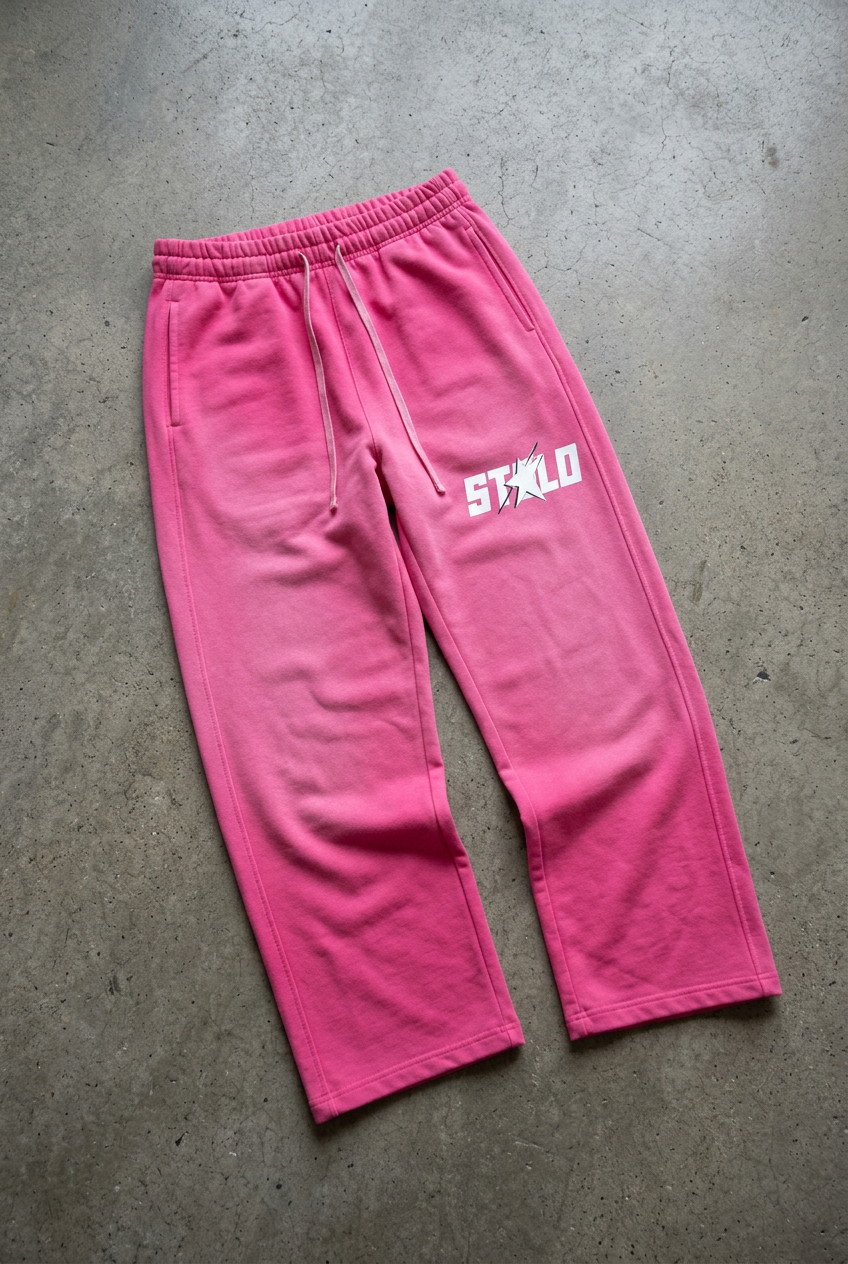 Pink vintage sweatpants floor visual