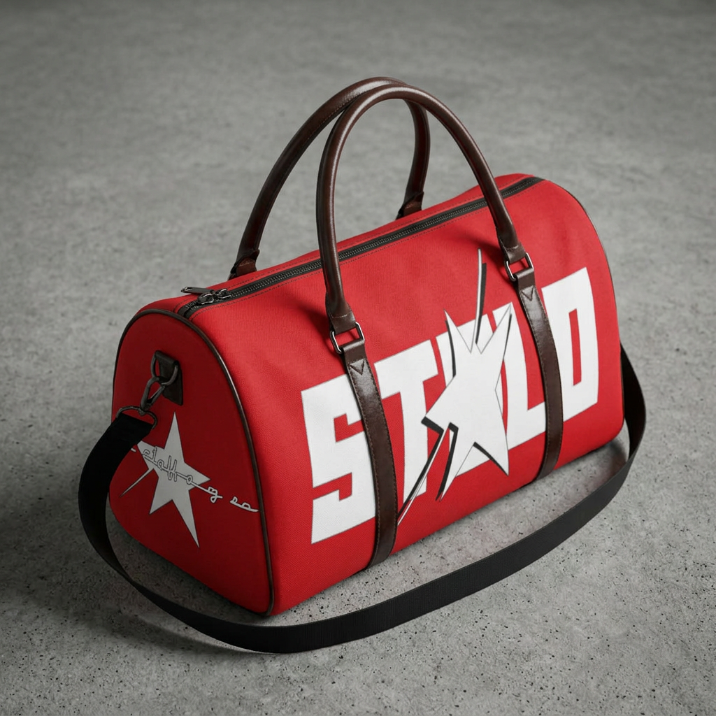 Red duffle floor visual with side logo