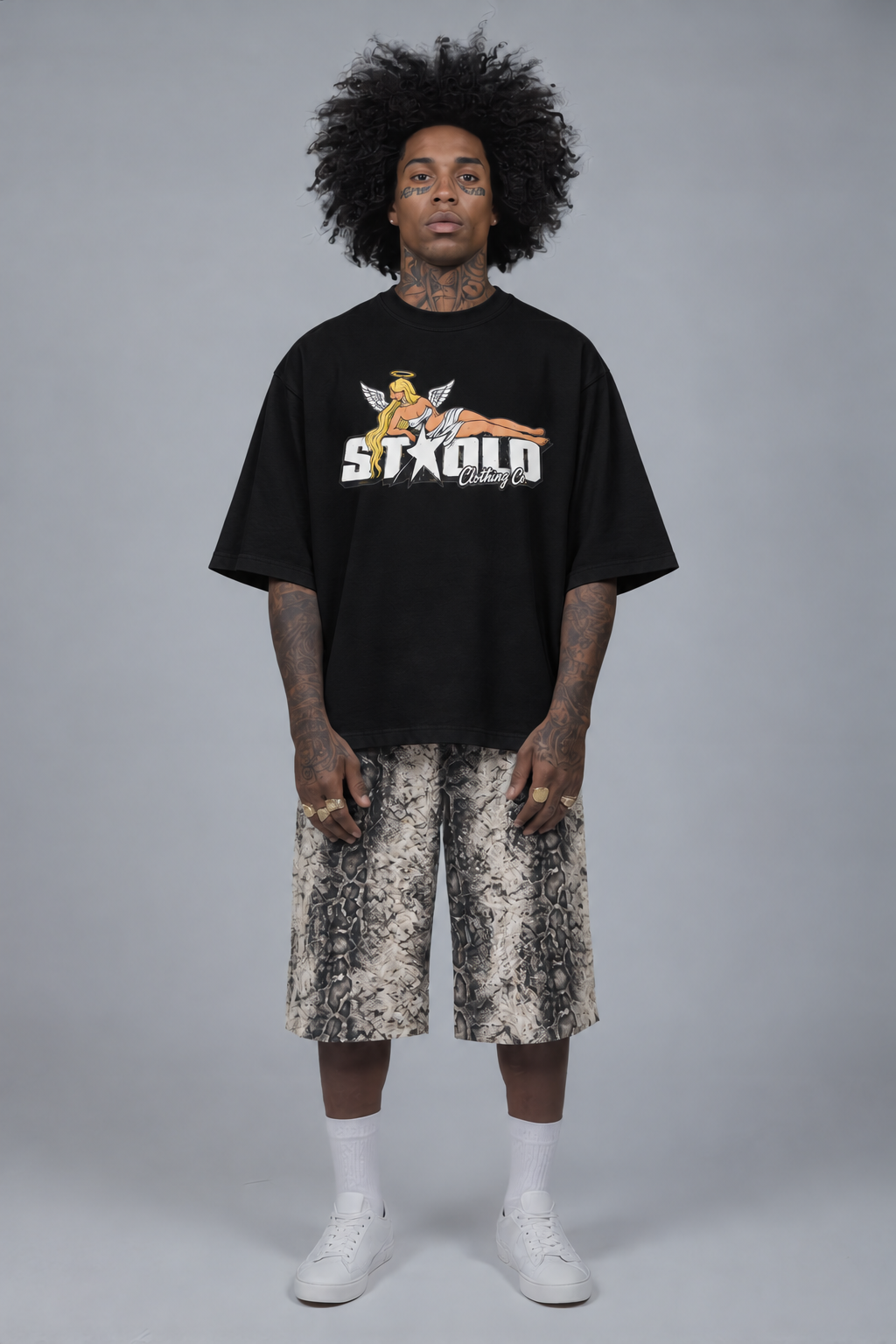 Second image with the shirt changed to black