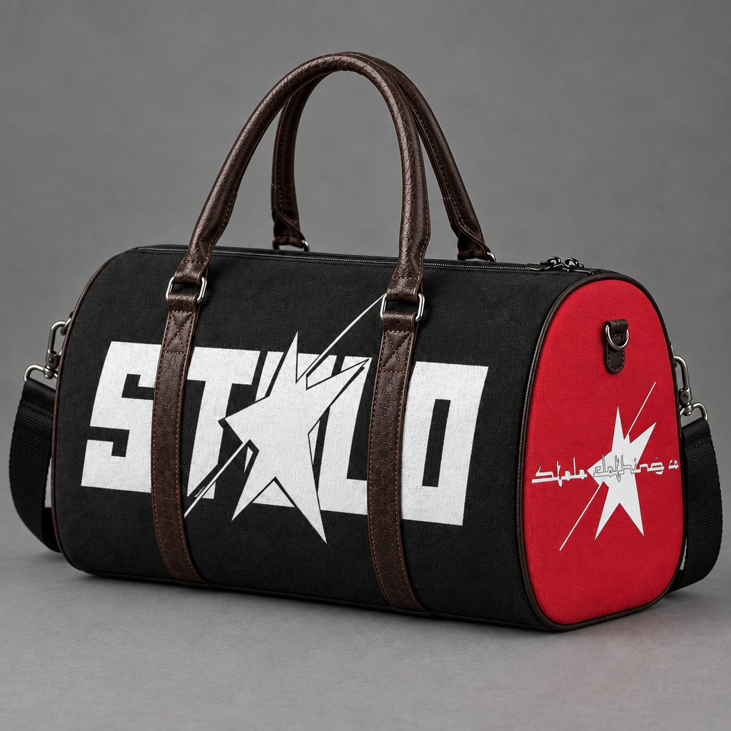 Side-angle view of the STOLO duffel bag