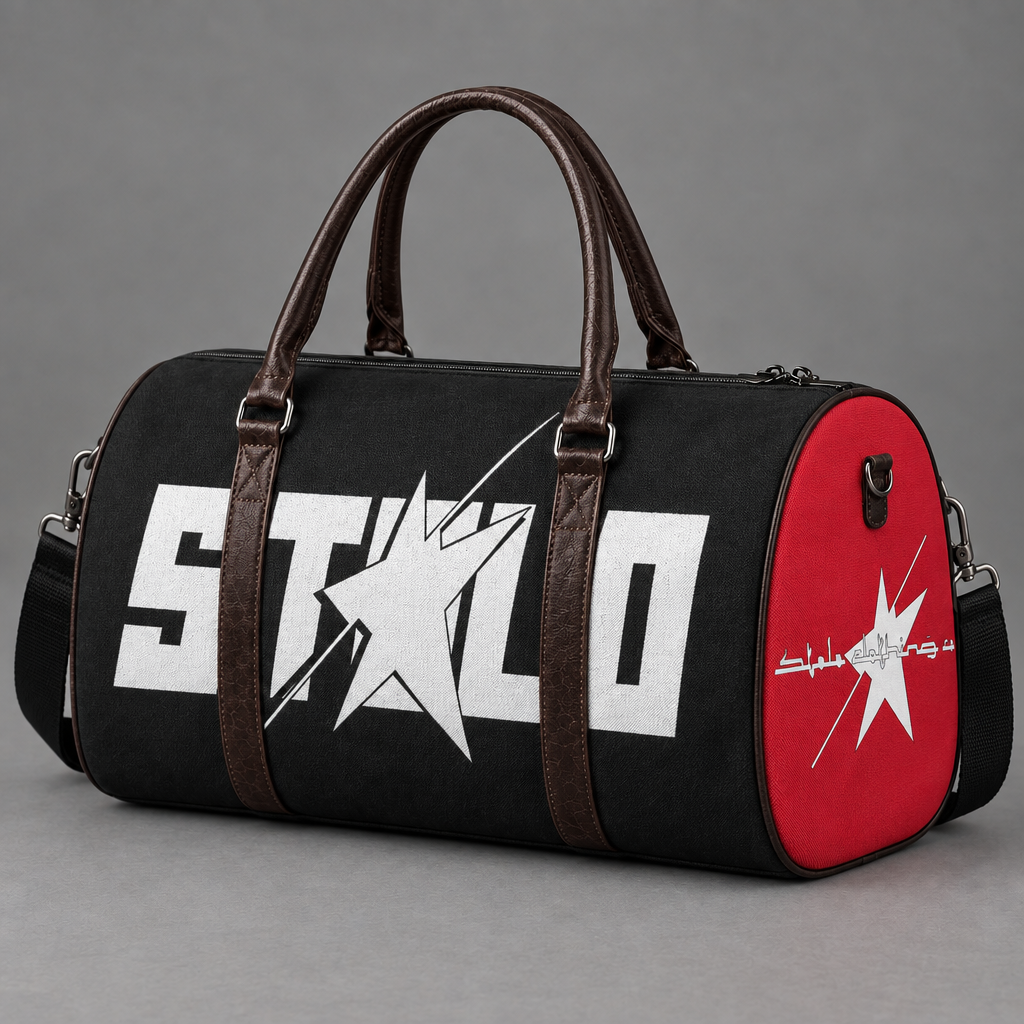 Single STOLO duffel bag showing the front logo and red end panel