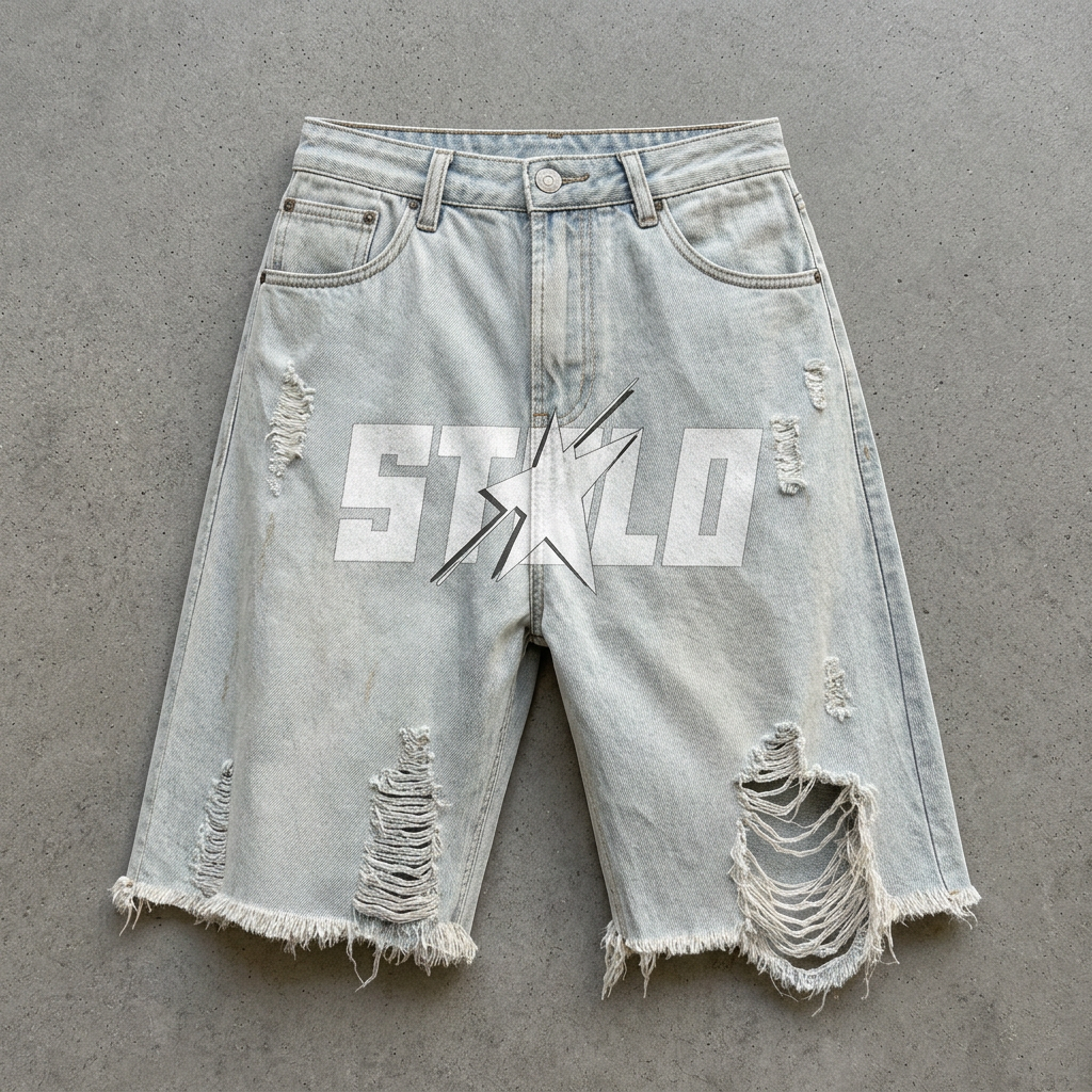 STARCHILD distressed blue jorts