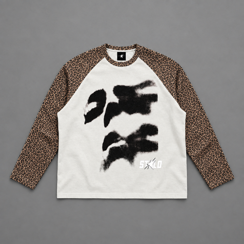 STOLO leopard-sleeve raglan shirt gray-studio flat lay
