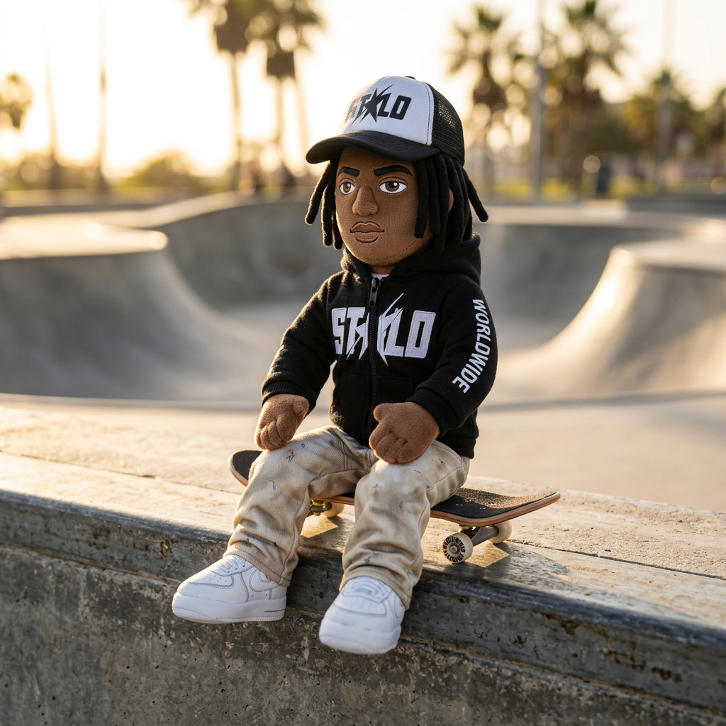 STOLO plush at the skatepark