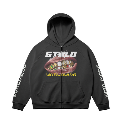 Stolo Clothing Co Smile Fleece Lined Zip Up Hoodie