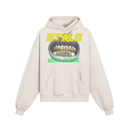 Stolo Clothing Co NOLA Smile Washed Heavyweight Hoodie (Beige & Black)