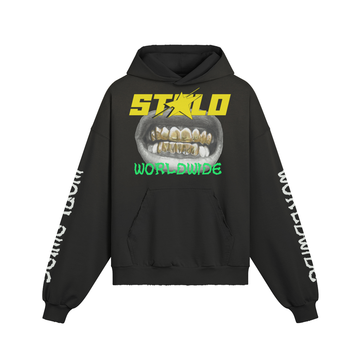 Stolo Clothing Co NOLA Smile Washed Heavyweight Hoodie (Beige & Black)