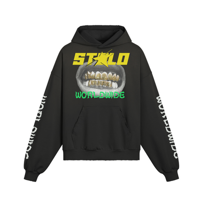 Stolo Clothing Co NOLA Smile Washed Heavyweight Hoodie (Beige & Black)