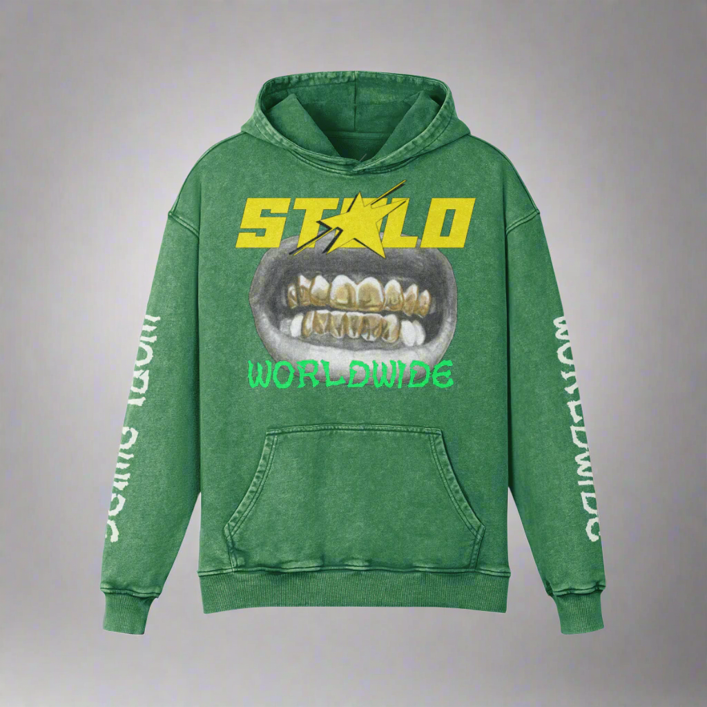 Stolo Clothing Co NOLA SMILE X World Wide Super Heavyweight Oversized Faded Hoodie