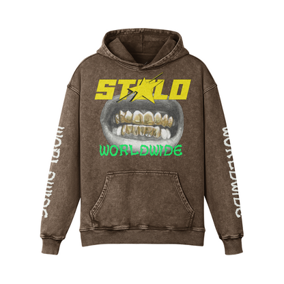 Stolo Clothing Co NOLA SMILE X World Wide Super Heavyweight Oversized Faded Hoodie