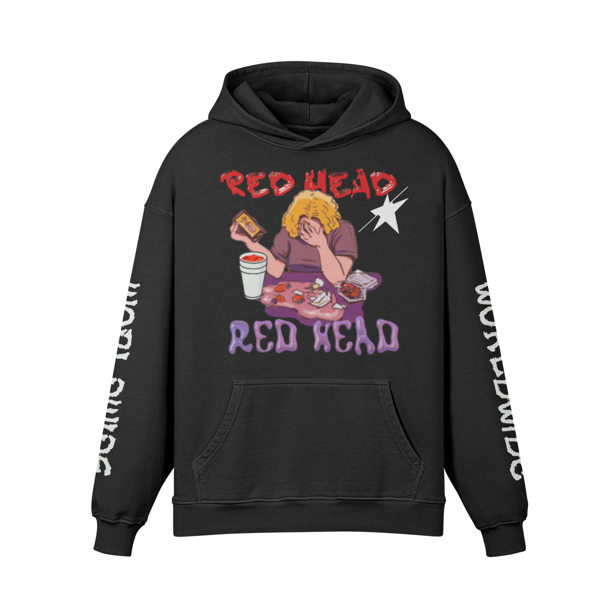 Stolo Clothing Co Red Head X World Wide Super Heavyweight Oversized Retro Hoodie