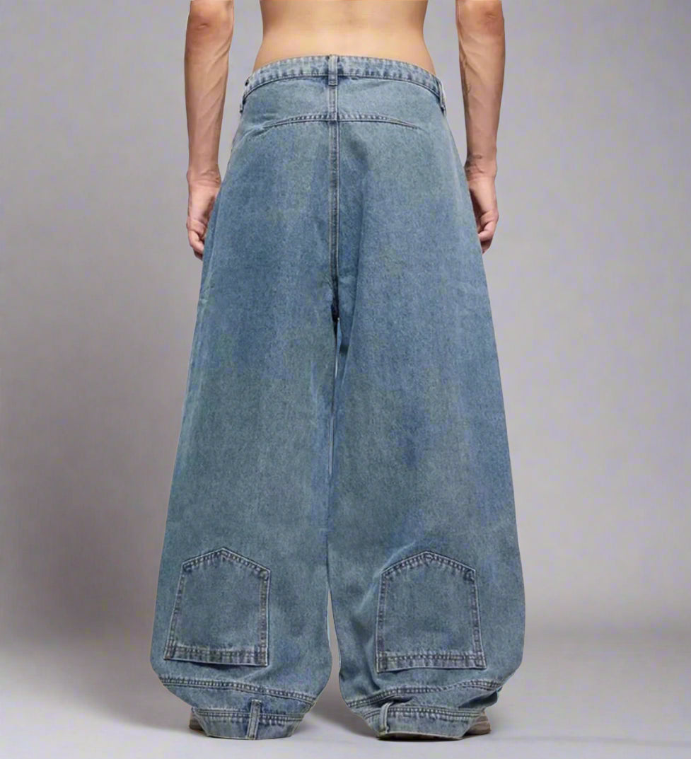Stolo Clothing Co STARCHILD  Unisex Reversed Pocket Baggy Faded Blue Jeans